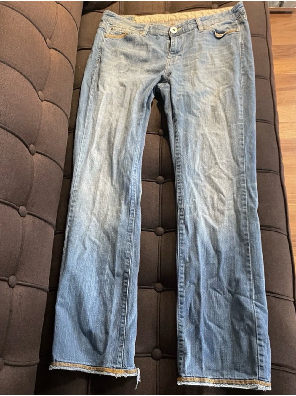 Marithe Francois Girbaud Women’s Straight Jeans Denim Raw Hem EU 32/US 14 Grunge